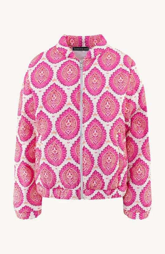 Unisex Bohemian Bomber Jacket with Loose Fit and Front Zip, 2XS–2XL
