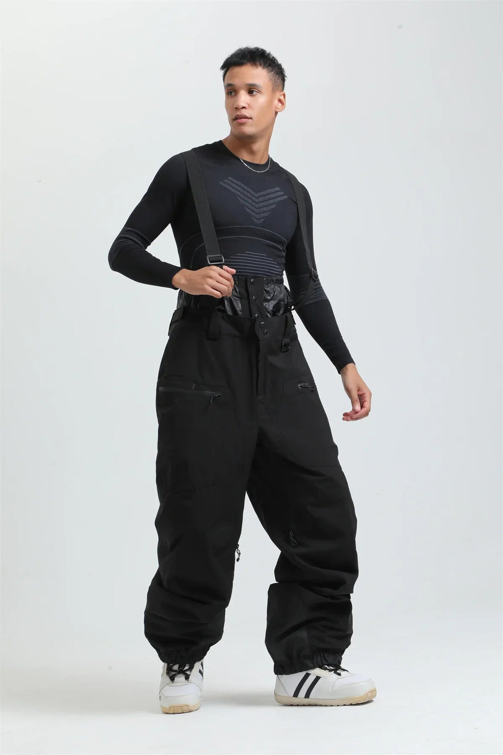 Unisex -40°C Ski Bib Pants – Waterproof Windproof Trousers with Braces