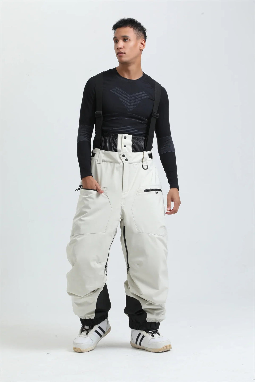 Unisex -40°C Ski Bib Pants – Waterproof Windproof Trousers with Braces