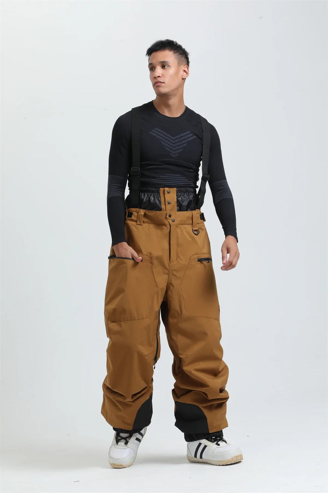 Unisex -40°C Ski Bib Pants – Waterproof Windproof Trousers with Braces
