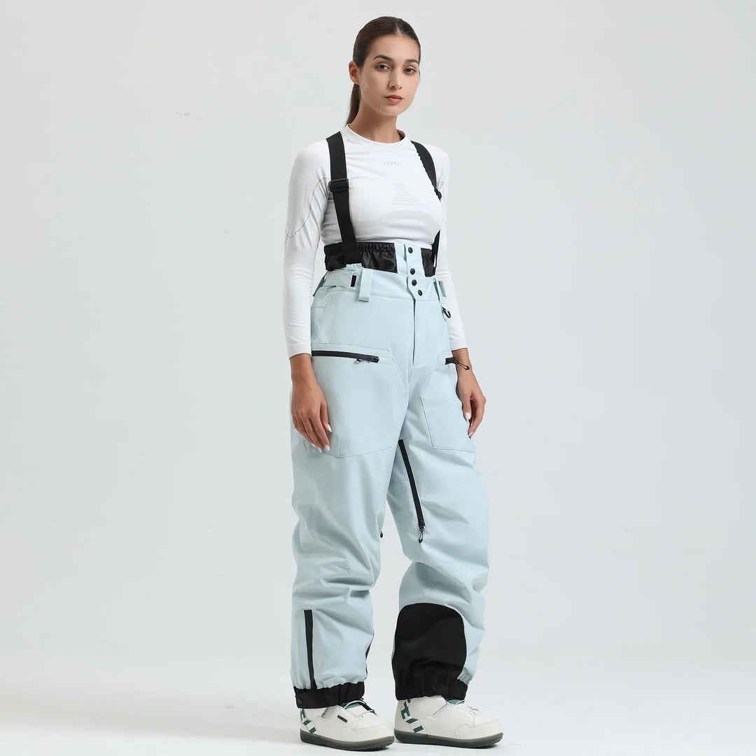 Unisex -40°C Ski Bib Pants – Waterproof Windproof Trousers with Braces