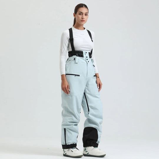 Unisex -40°C Ski Bib Pants – Waterproof Windproof Trousers with Braces