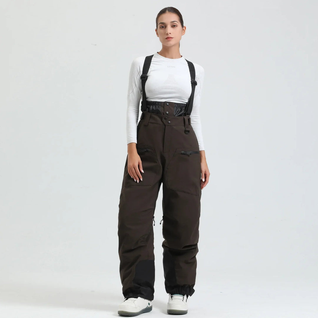 Unisex -40°C Ski Bib Pants – Waterproof Windproof Trousers with Braces