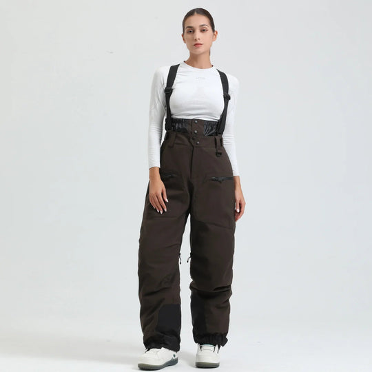 Unisex -40°C Ski Bib Pants – Waterproof Windproof Trousers with Braces