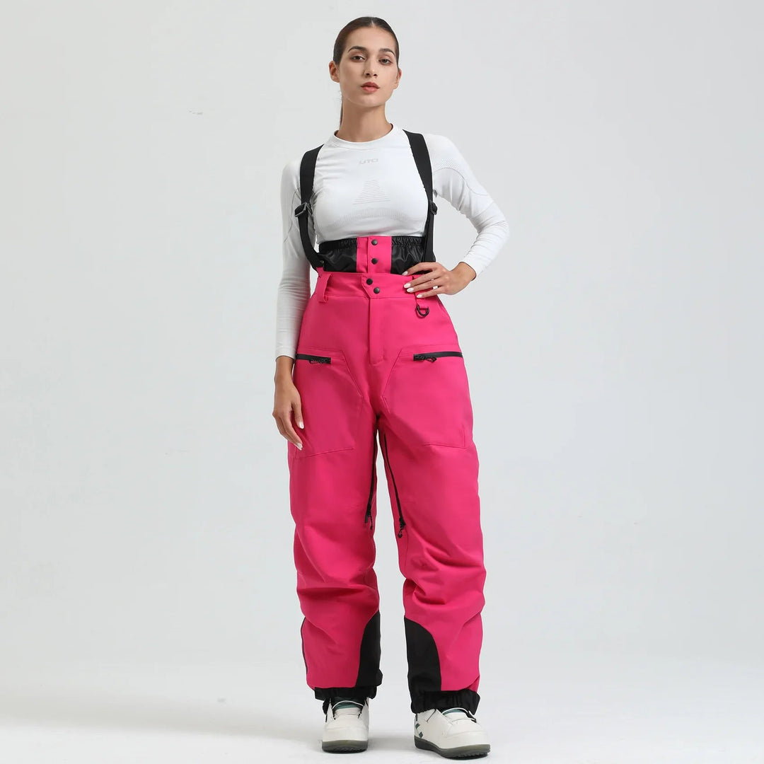 Unisex -40°C Ski Bib Pants – Waterproof Windproof Trousers with Braces