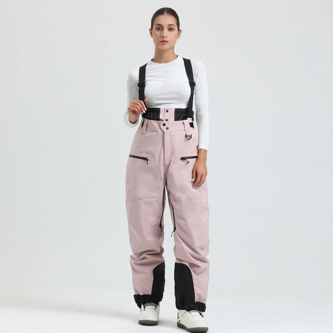 Unisex -40°C Ski Bib Pants – Waterproof Windproof Trousers with Braces