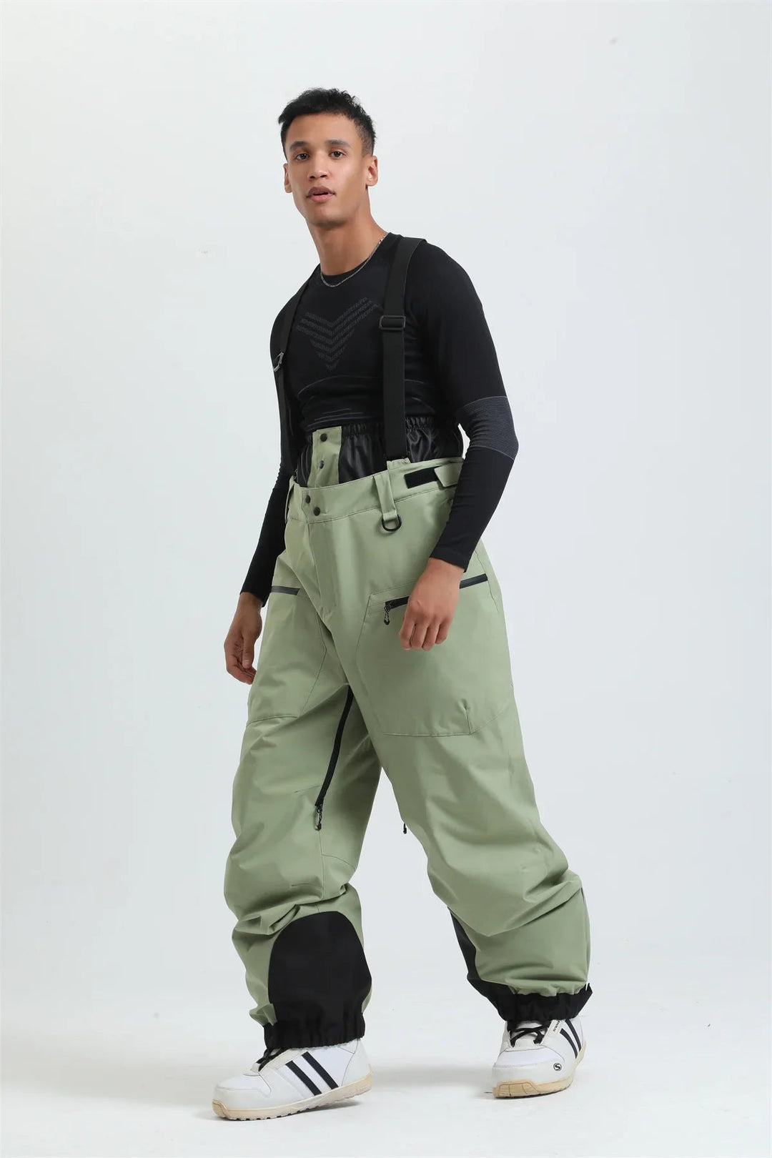Unisex -40°C Ski Bib Pants – Waterproof Windproof Trousers with Braces