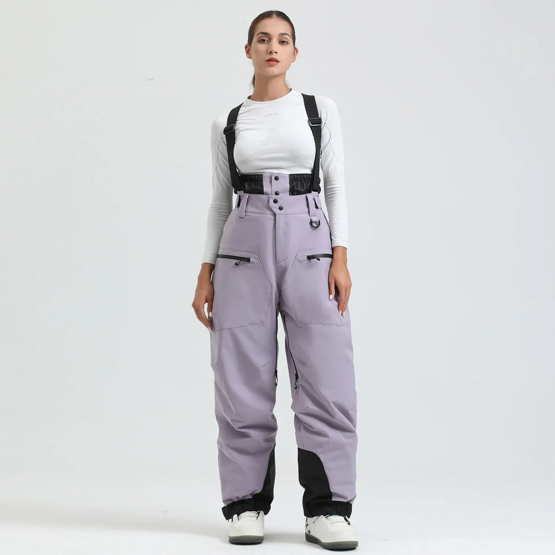 Unisex -40°C Ski Bib Pants – Waterproof Windproof Trousers with Braces