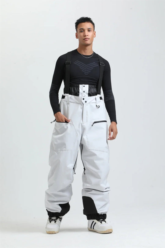 Unisex -40°C Ski Bib Pants – Waterproof Windproof Trousers with Braces