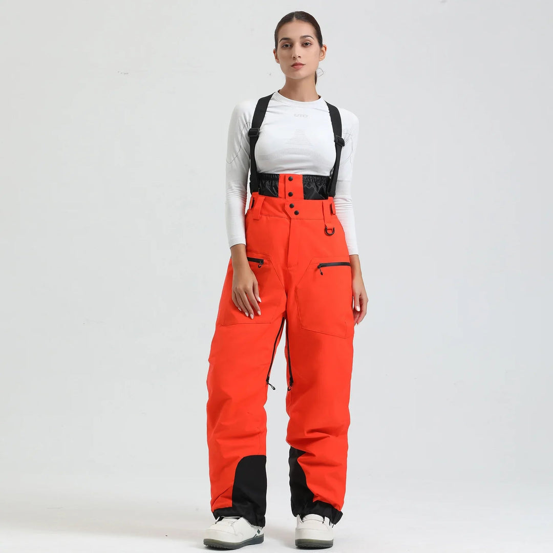 Unisex -40°C Ski Bib Pants – Waterproof Windproof Trousers with Braces