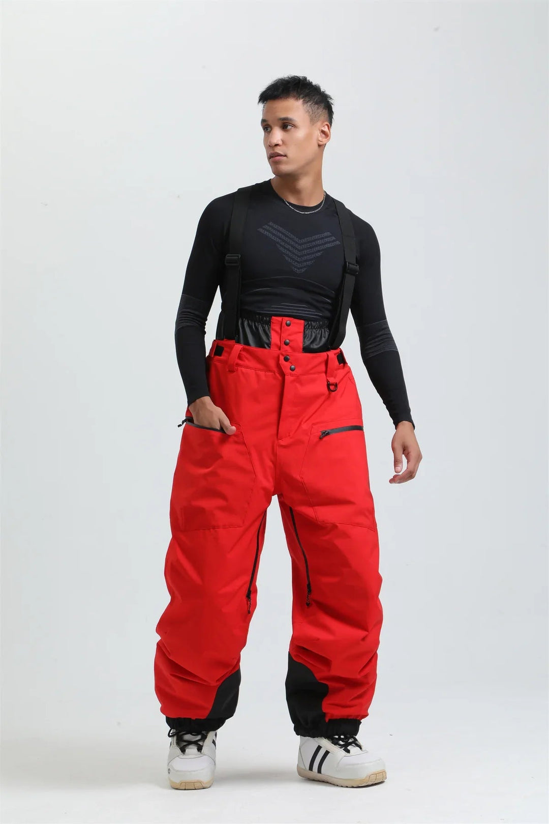Unisex -40°C Ski Bib Pants – Waterproof Windproof Trousers with Braces