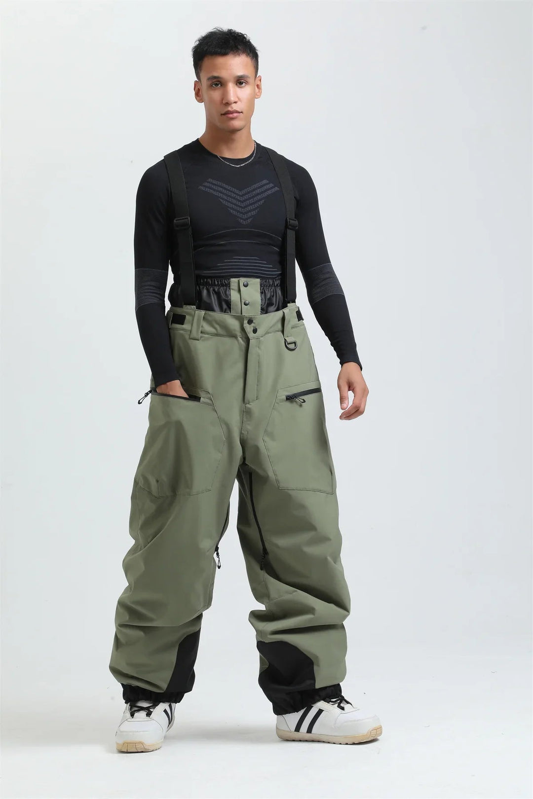 Unisex -40°C Ski Bib Pants – Waterproof Windproof Trousers with Braces