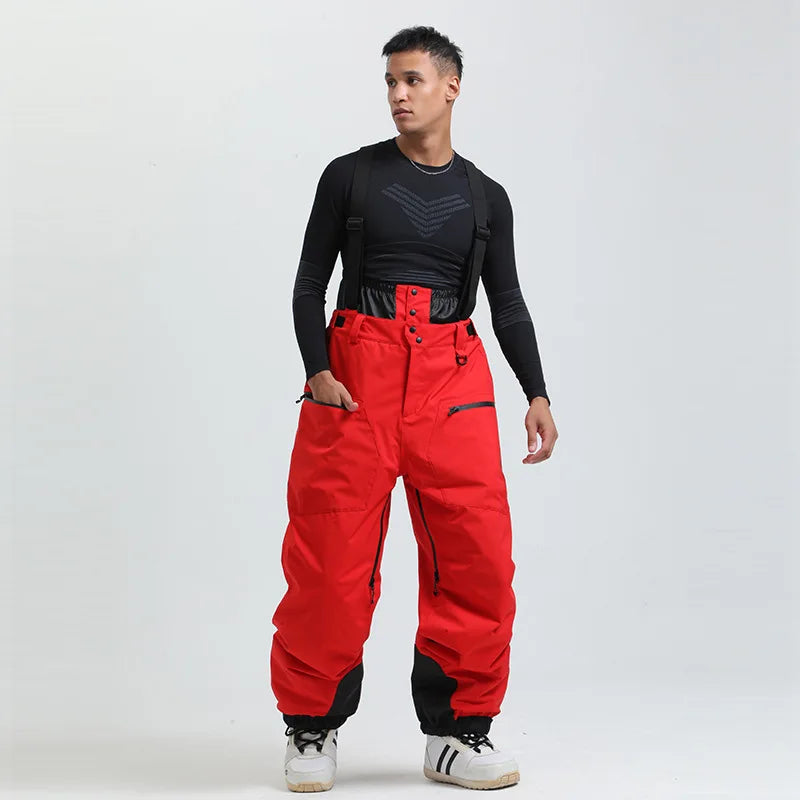 Unisex -40°C Ski Bib Pants – Waterproof Windproof Trousers with Braces
