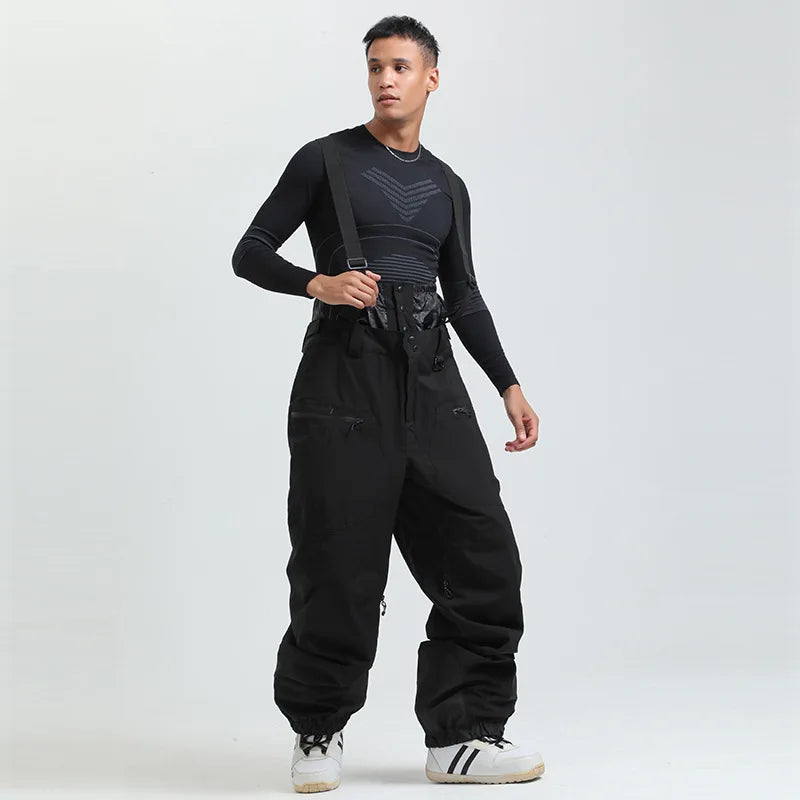 Unisex -40°C Ski Bib Pants – Waterproof Windproof Trousers with Braces
