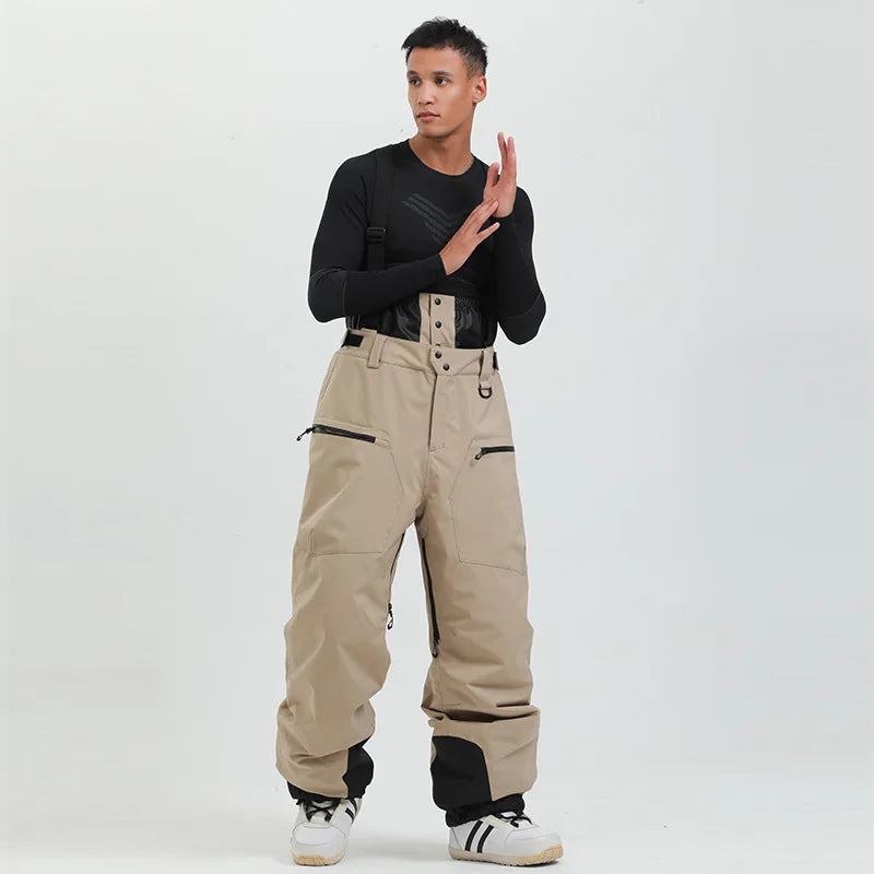 Unisex -40°C Ski Bib Pants – Waterproof Windproof Trousers with Braces