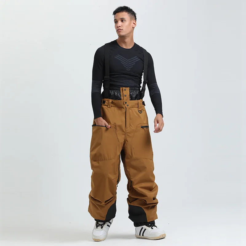 Unisex -40°C Ski Bib Pants – Waterproof Windproof Trousers with Braces