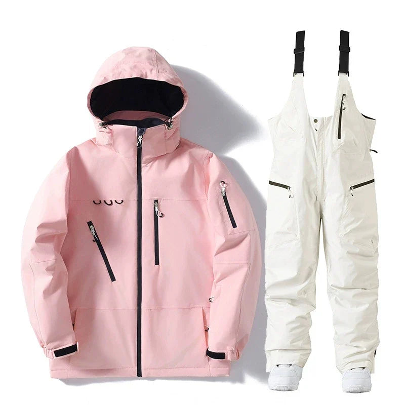 Unisex Hooded Ski Suit – Waterproof Jacket and Brace Trousers