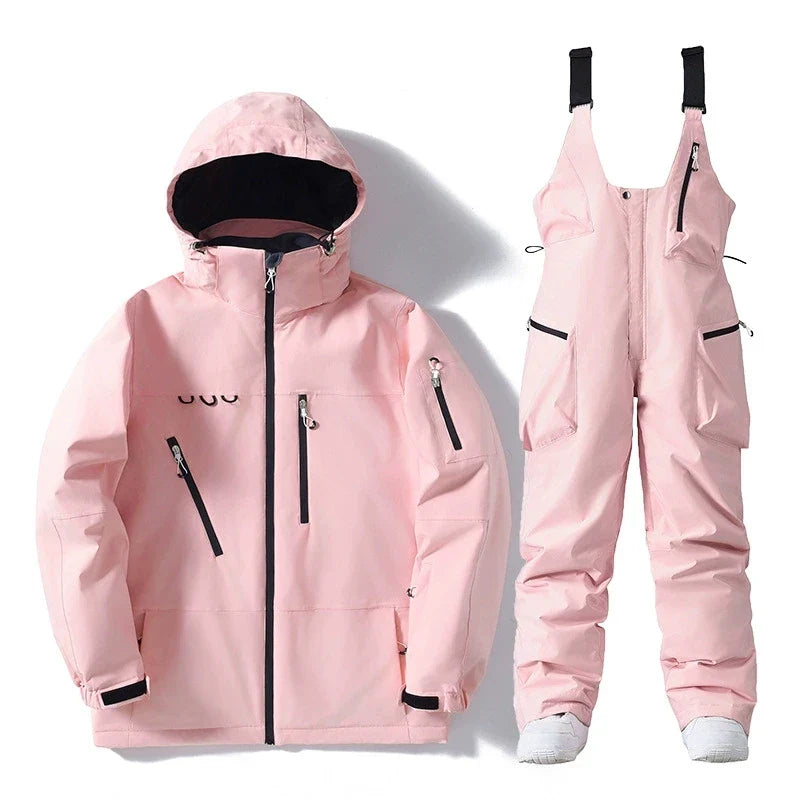 Unisex Hooded Ski Suit – Waterproof Jacket and Brace Trousers