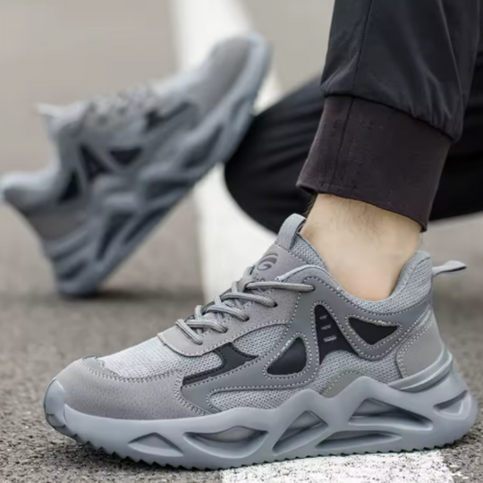 Unisex Lightweight Steel-Toe Safety Shoes with High-Grip Rubber Sole