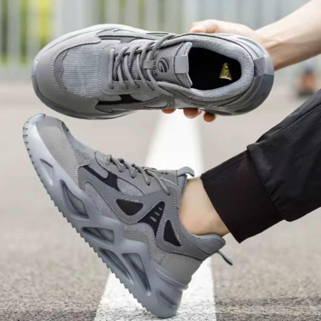 Unisex Lightweight Steel-Toe Safety Shoes with High-Grip Rubber Sole