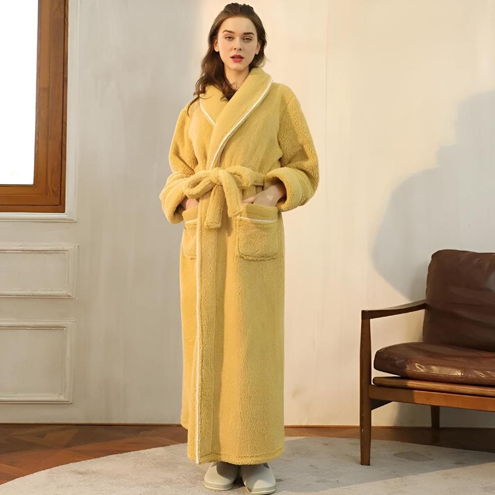 Unisex Sherpa Fleece Robe – Warm Shawl-Collar Bathrobe with Belt