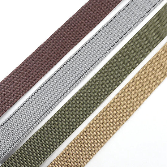 Unisex Striped Canvas Belt with Double D-Ring Buckle, 47 Inches