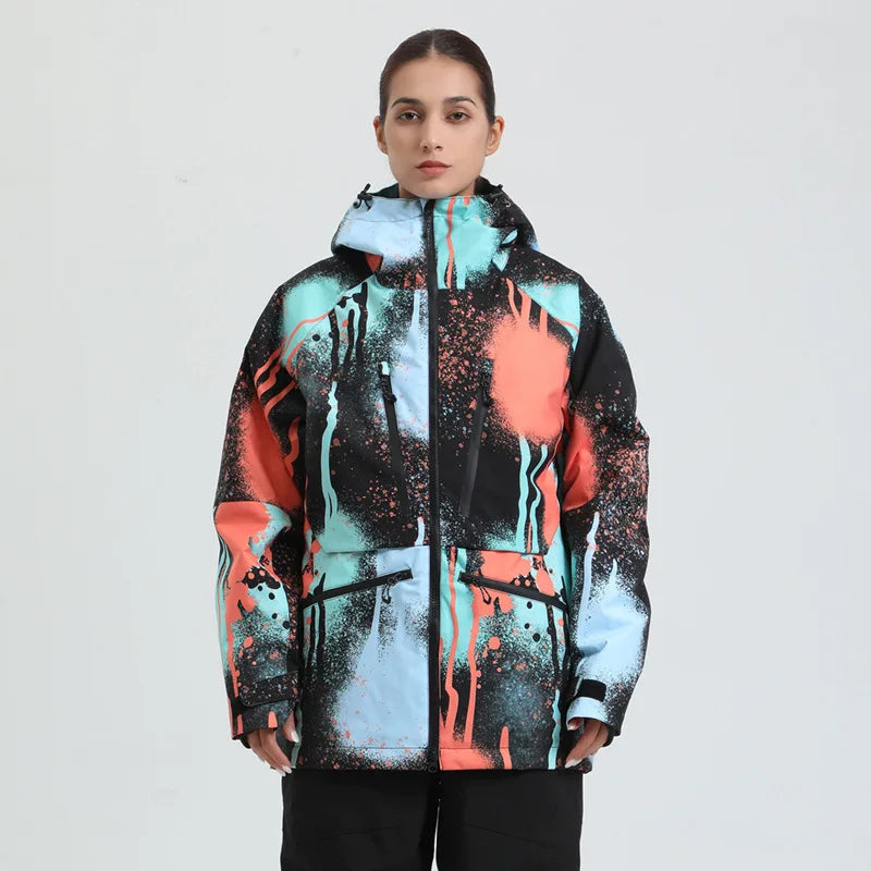 Unisex Water-Repellent Snowboard Jacket – Breathable Hooded Winter Coat