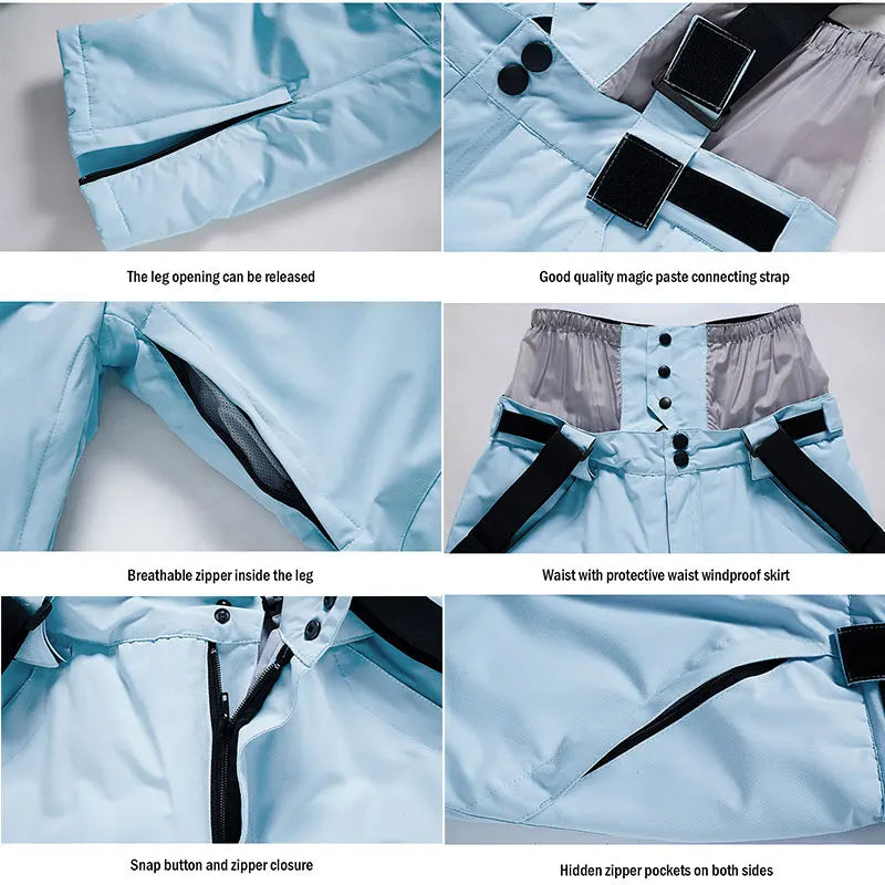 Unisex Waterproof Ski Pants – Windproof Snow Trousers with Secure Waist
