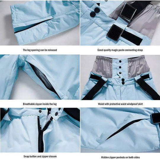 Unisex Waterproof Ski Pants – Windproof Snow Trousers with Secure Waist