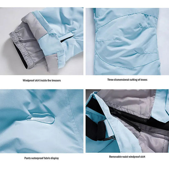 Unisex Waterproof Ski Pants – Windproof Snow Trousers with Secure Waist
