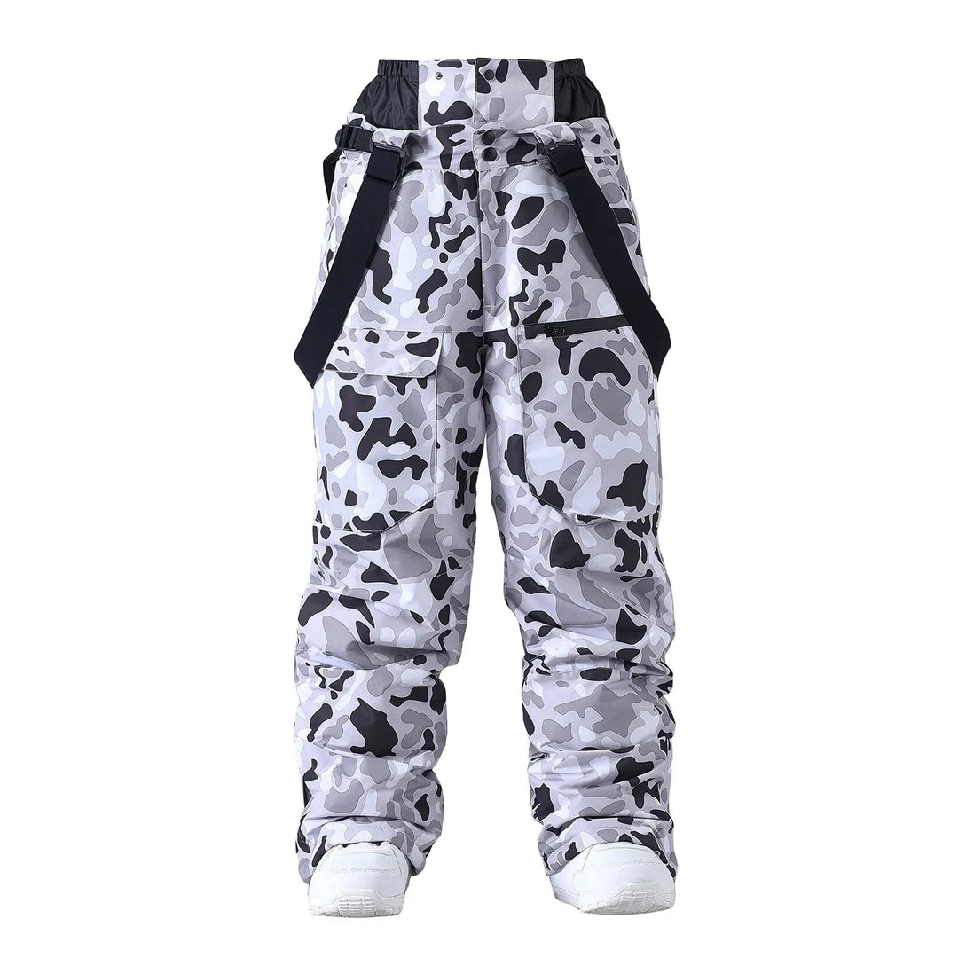 Unisex Waterproof Snowboard Bib Pants – Windproof Trousers with Braces