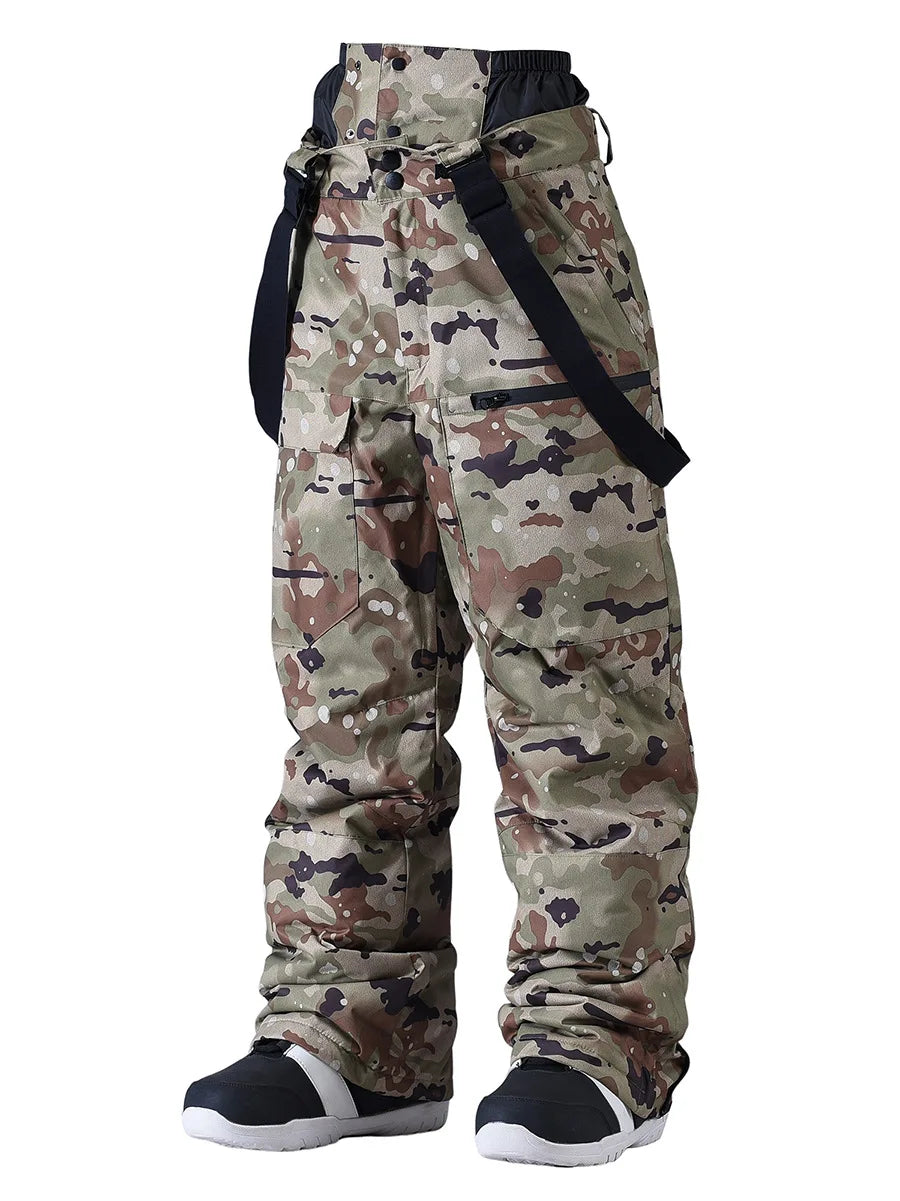 Unisex Waterproof Snowboard Bib Pants – Windproof Trousers with Braces