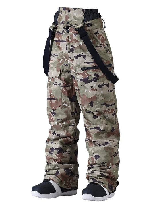 Unisex Waterproof Snowboard Bib Pants – Windproof Trousers with Braces