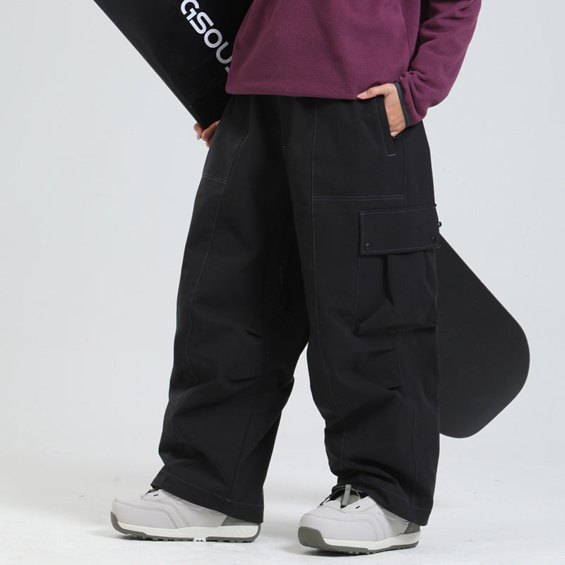Unisex Windproof Ski Pants – Breathable Wide-Fit Snow Trousers