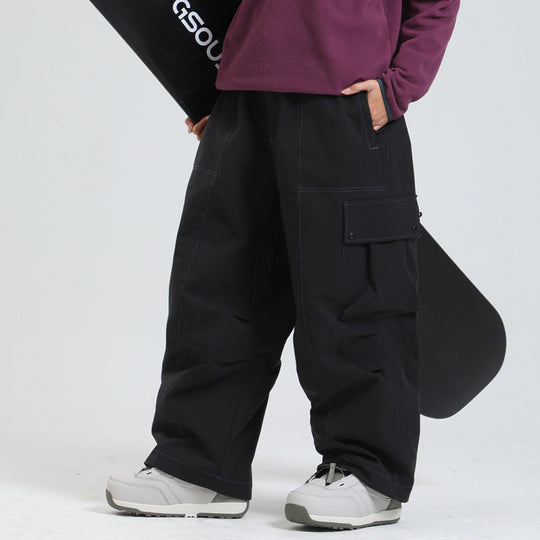 Unisex Windproof Ski Pants – Breathable Wide-Fit Snow Trousers