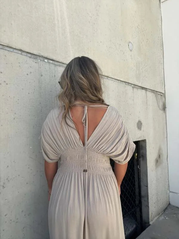 V-Neck Maxi Dress with Side Slit – Elegant Formal Occasion Style