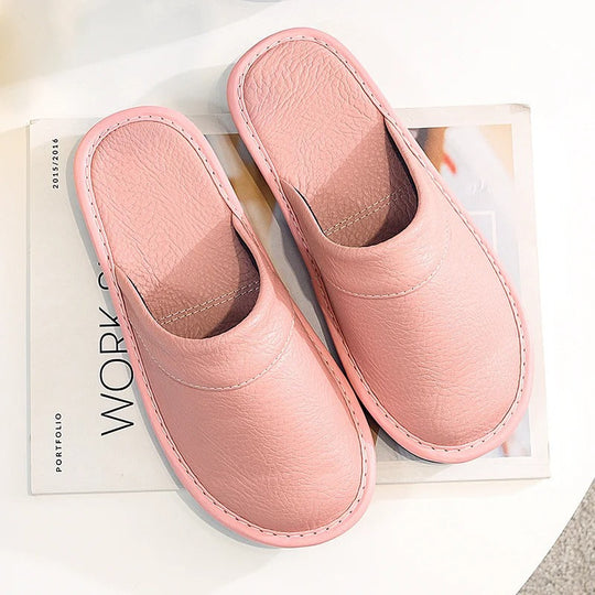 Vegan Leather-Look Slip-On Slippers with Cushioned Insole