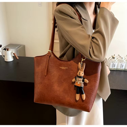 Vegan Leather Shoulder Bag – Spacious Everyday Work and Shopping Style