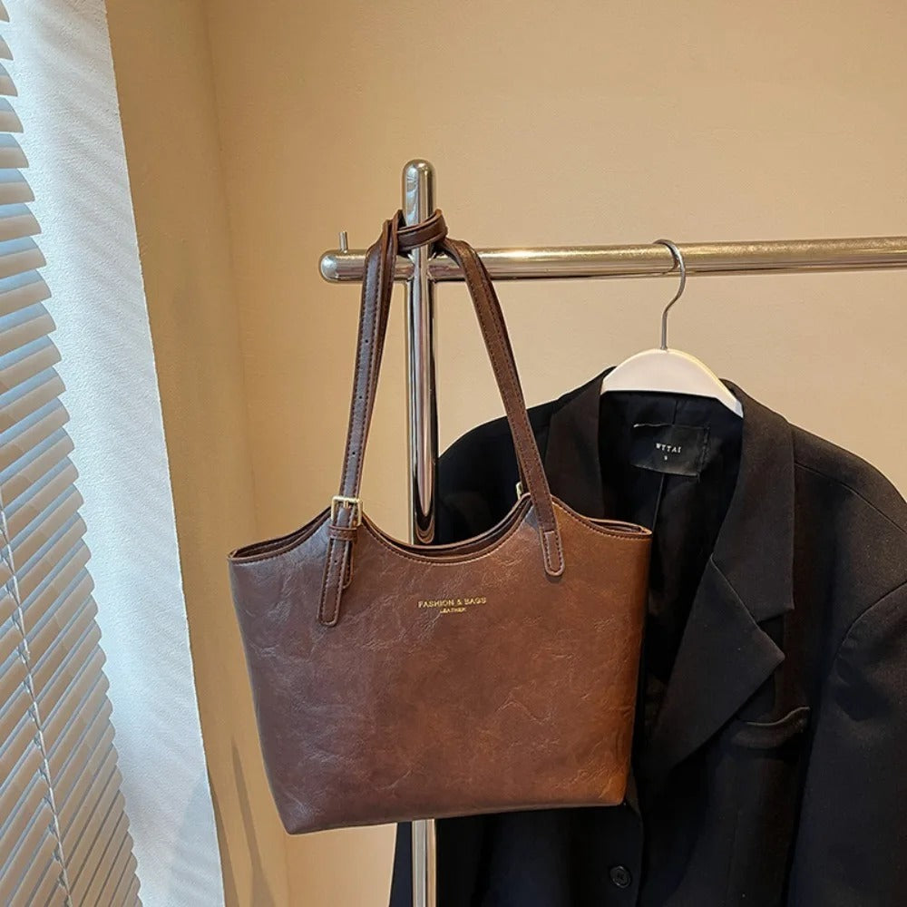 Vegan Leather Shoulder Bag – Spacious Everyday Work and Shopping Style
