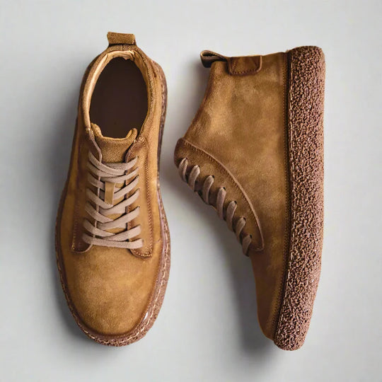 Vintage Nubuck High-Top Trainers – Chunky Gripped Rubber Sole