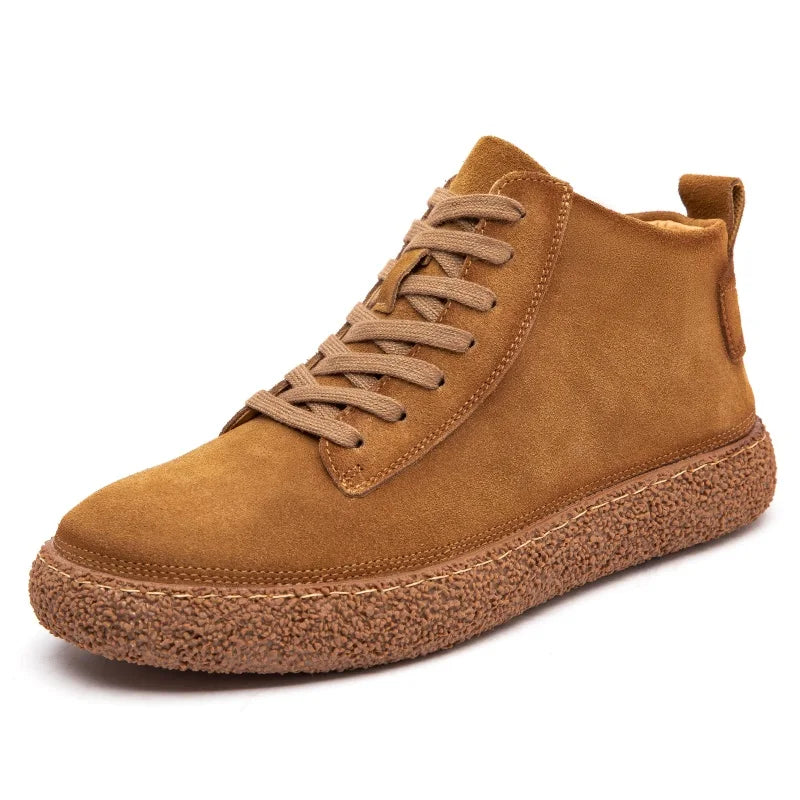 Vintage Nubuck High-Top Trainers – Chunky Gripped Rubber Sole