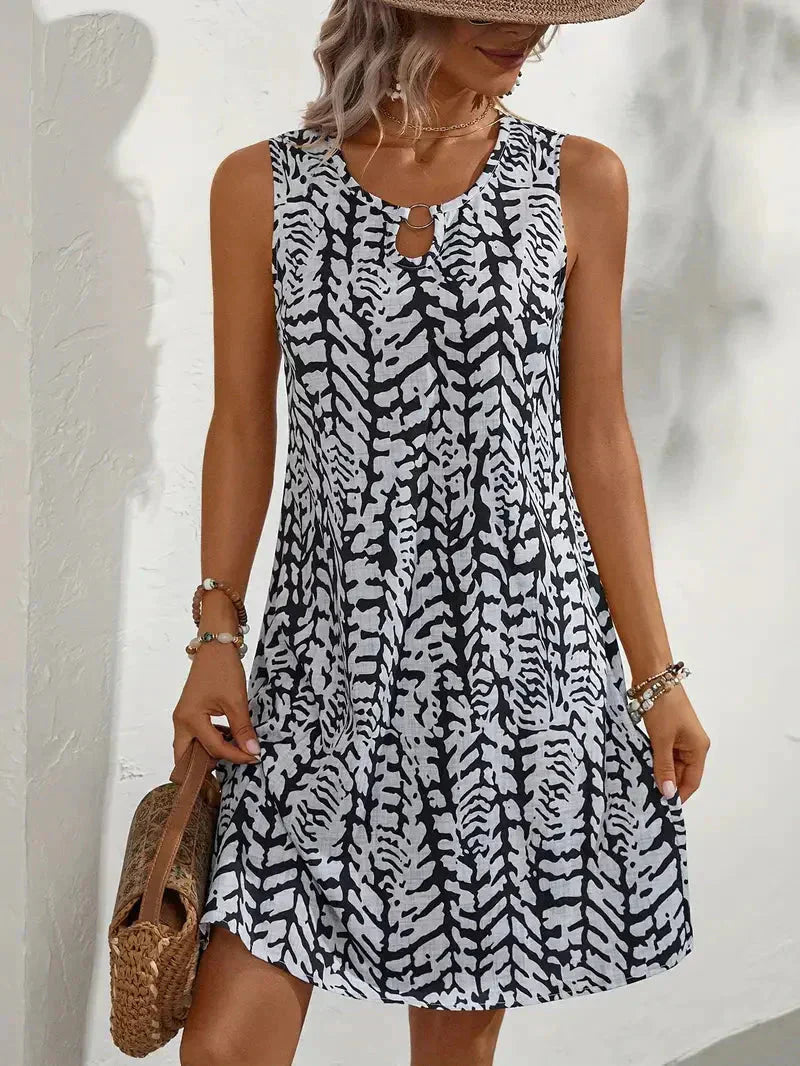 Women's Abstract-Print Summer Dress – Sleeveless Lightweight Style