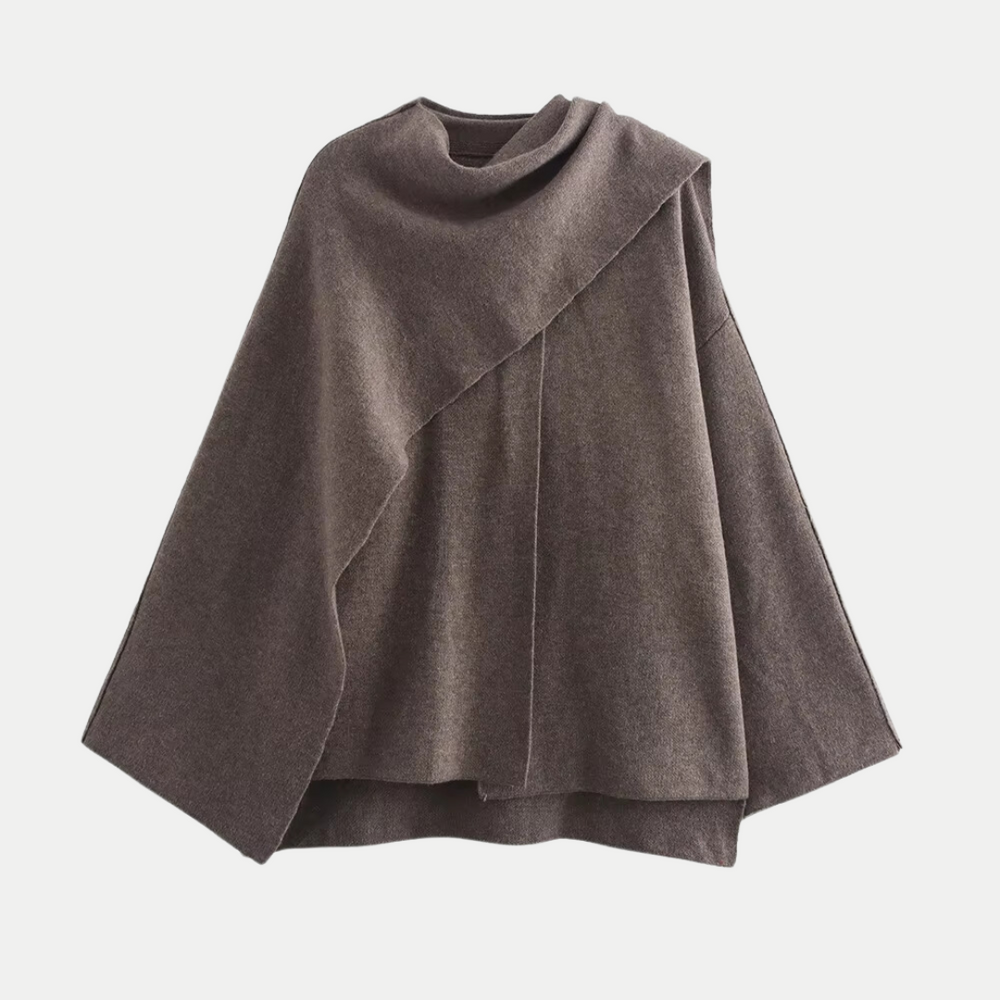 Women's Asymmetric Knitted Coat – Modern Split-Hem Layer