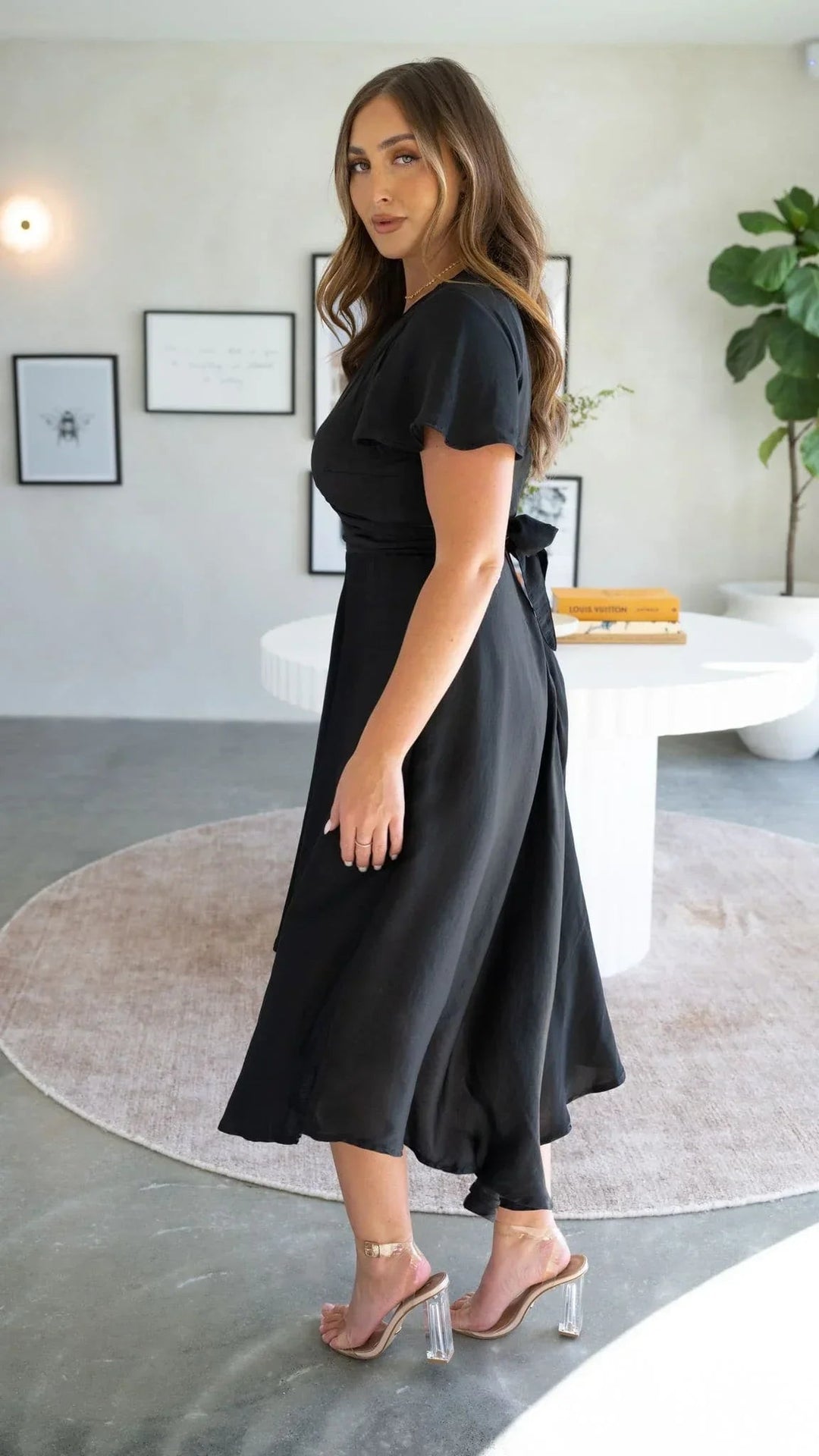 Women’s Asymmetrical Satin Midi Dress with Butterfly Sleeves