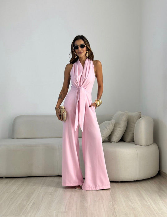 Women’s Backless Sleeveless Jumpsuit – Elegant Flowing Occasion Outfit