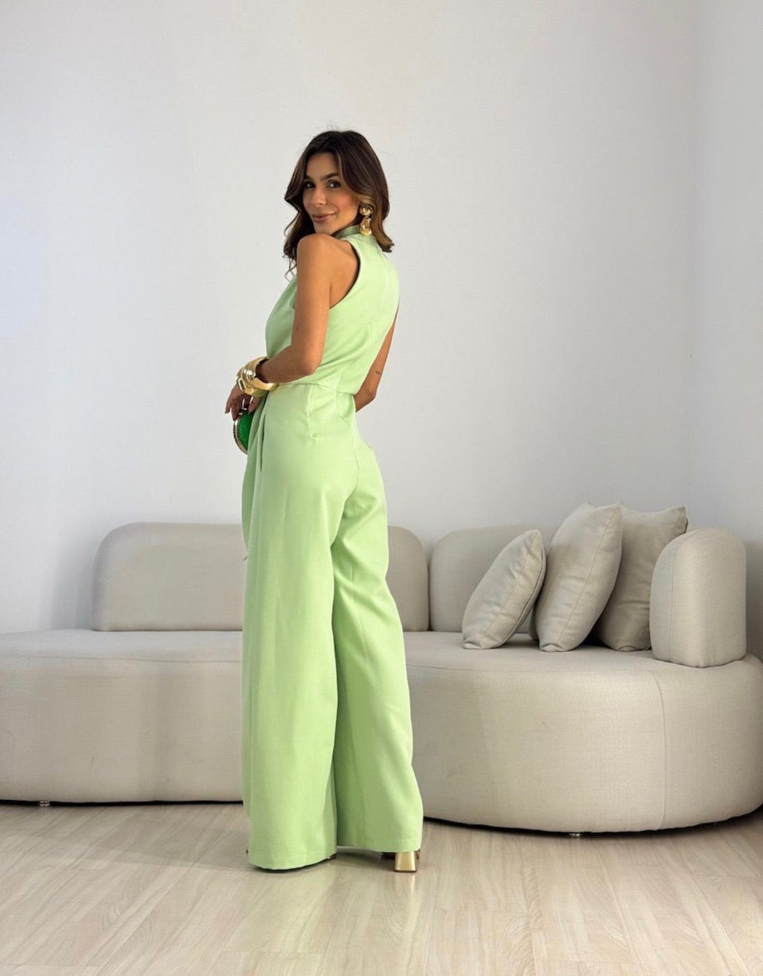 Women’s Backless Sleeveless Jumpsuit – Elegant Flowing Occasion Outfit