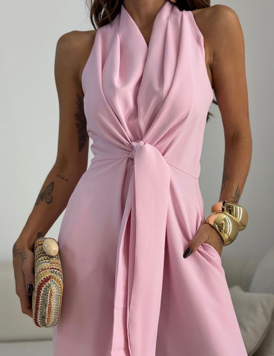Women’s Backless Sleeveless Jumpsuit – Elegant Flowing Occasion Outfit