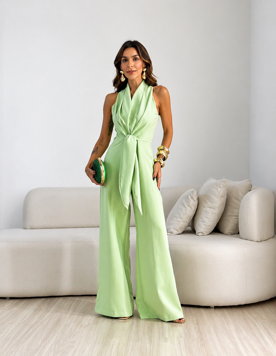 Women’s Backless Sleeveless Jumpsuit – Elegant Flowing Occasion Outfit