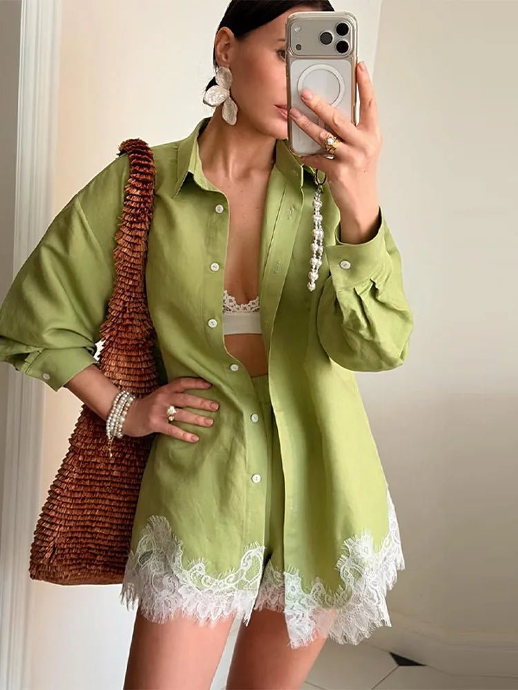 Women's Beach Blouse and Shorts Set – Lightweight Summer Outfit