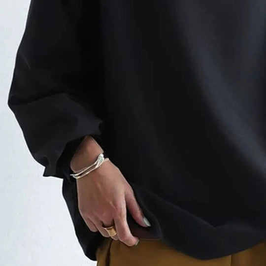 Women’s Black High-Neck Sweater – Soft Relaxed Long-Sleeve Knit